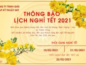 THÔNG BÁO LỊCH NGHỈ TẾT TÂN SỬU 2021